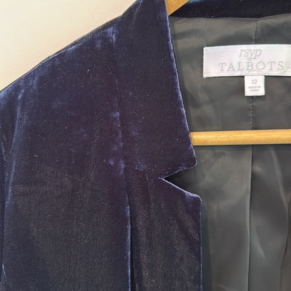 NAVY Panne Velvet lined Jacket Black Satin Tie front TALBOTS RSVP US 12 MINT - Picture 8 of 8